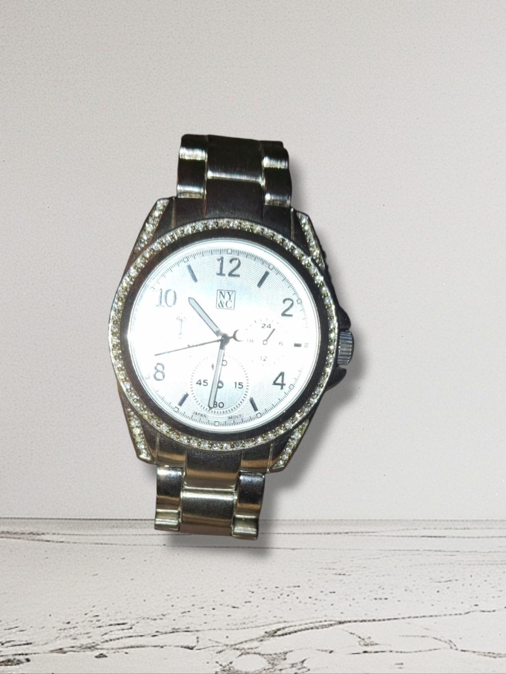 Working NY&C silvertone Chunky 'bling' watch Works